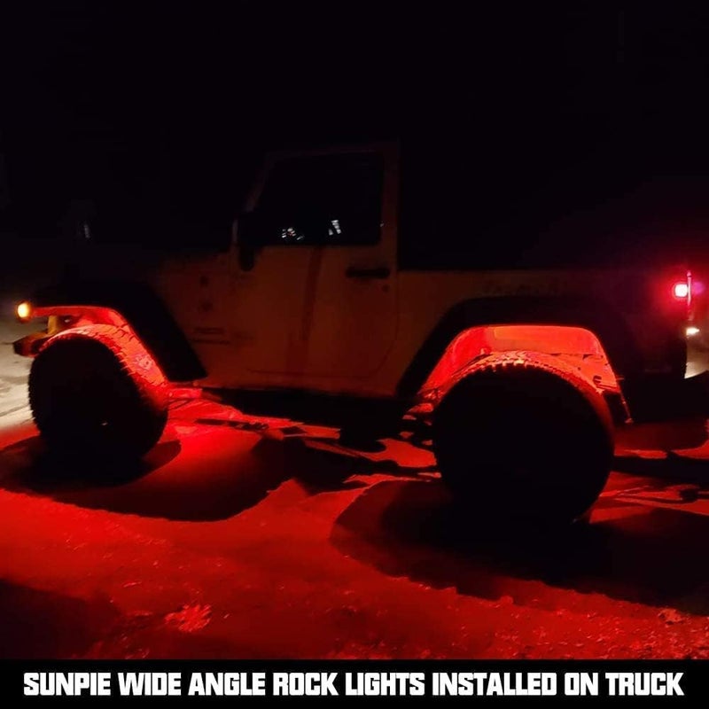 SUNPIE 4 Pods RGBW Rock Lights – Full Beam Angle, 30 High Power Chips, Aluminium Housing, Mounting Pads Included, IP67 Waterproof, Music Mode Underglow Lights, Fits Trucks, SUV, ATV, UTV, Boats - Image 3